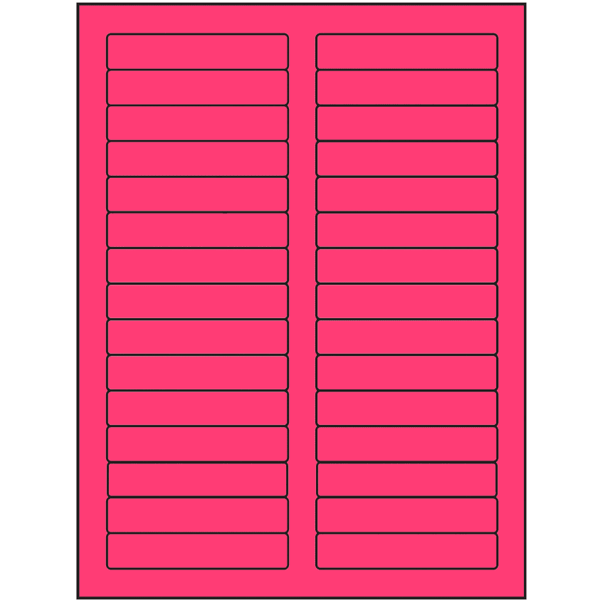 3.4375" x 0.667" Fluorescent Pink Rectangular Sheet Labels