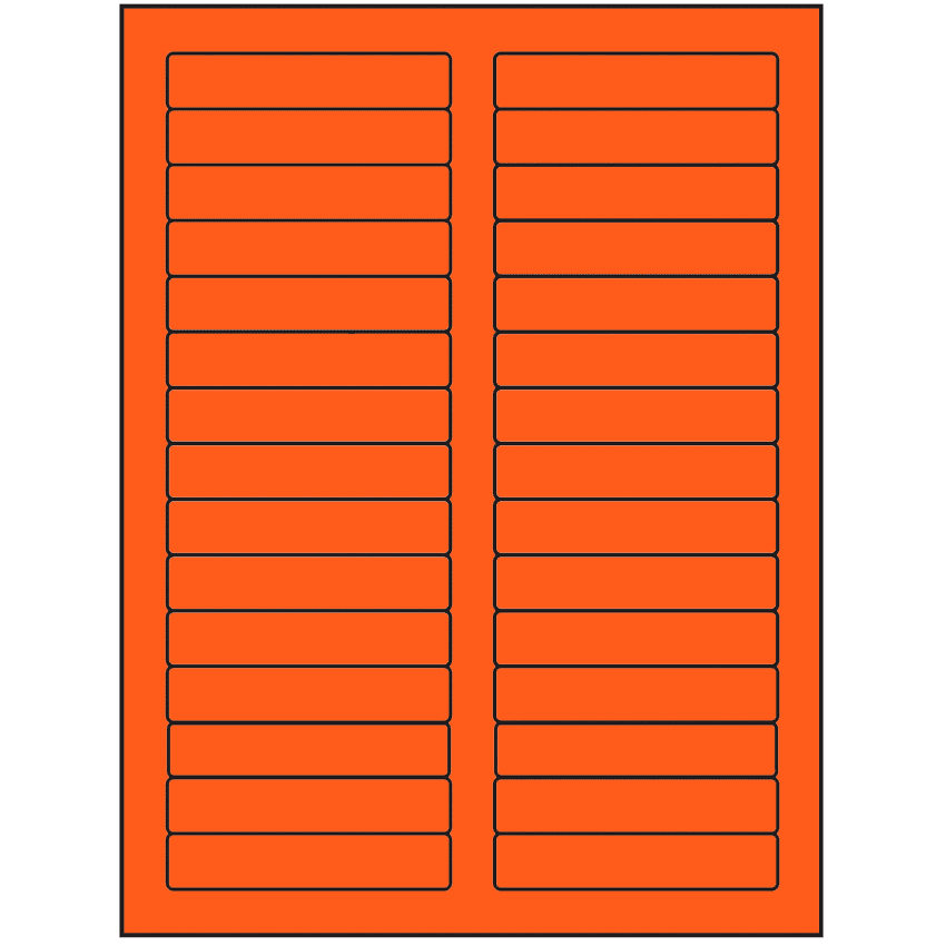 3.4375" x 0.667" Fluorescent Red Rectangular Sheet Labels