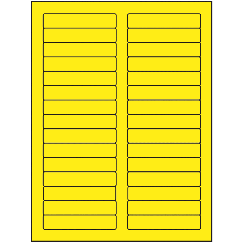 3.4375" x 0.667" Fluorescent Yellow Rectangular Sheet Labels