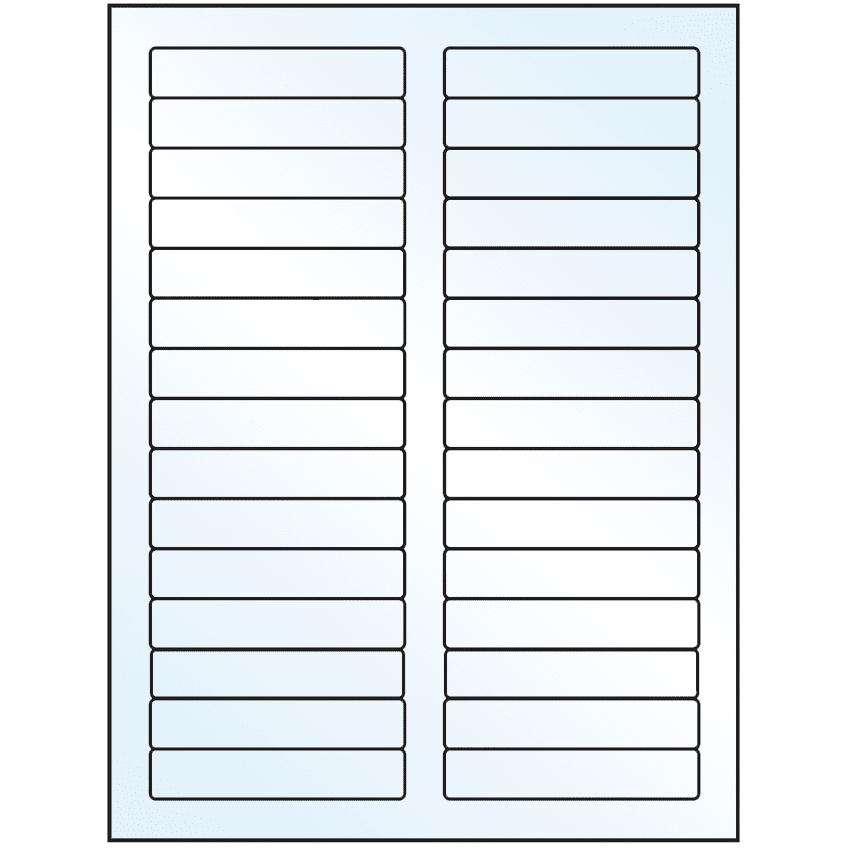 3.4375" x 0.667" White Mid Gloss Rectangular Sheet Labels