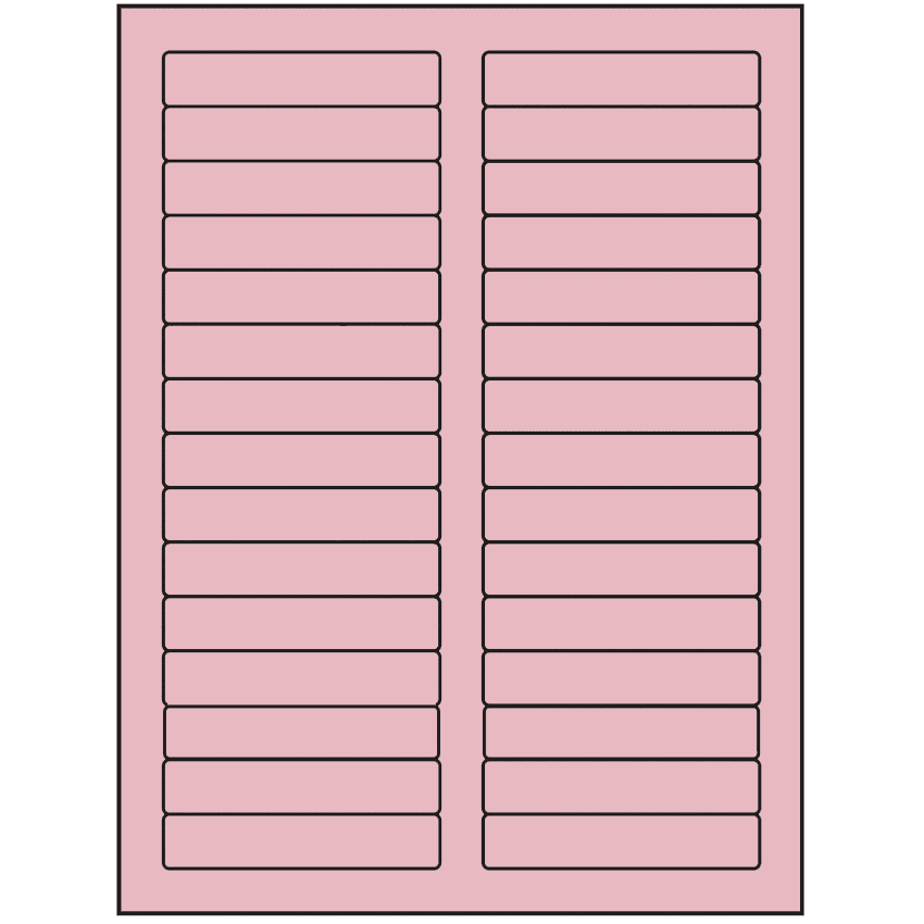 3.4375" x 0.667" Pastel Pink Rectangular Sheet Labels