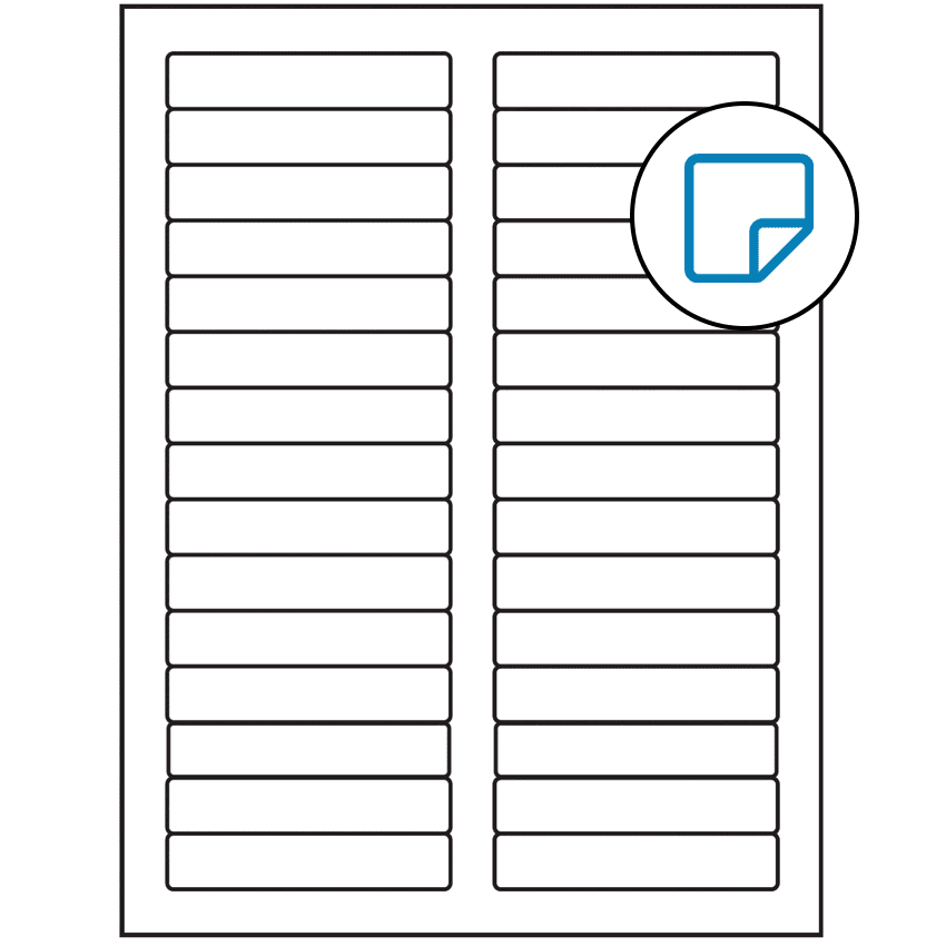 3.4375" x 0.667" White Rectangular Sheet Labels - Removable Adhesive