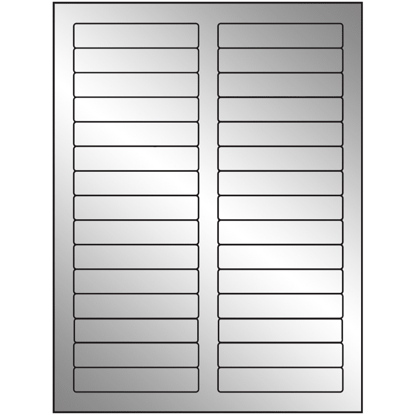 3.4375" x 0.667" Silver Foil Rectangular Sheet Labels
