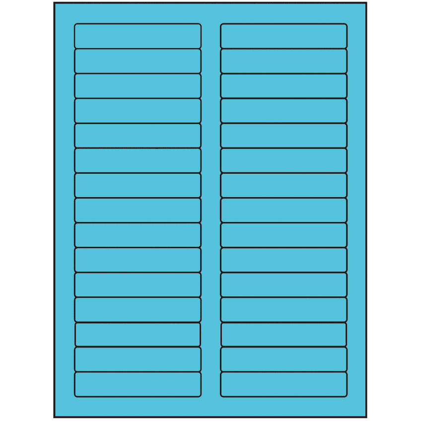 3.4375" x 0.667" Turquoise Rectangular Sheet Labels