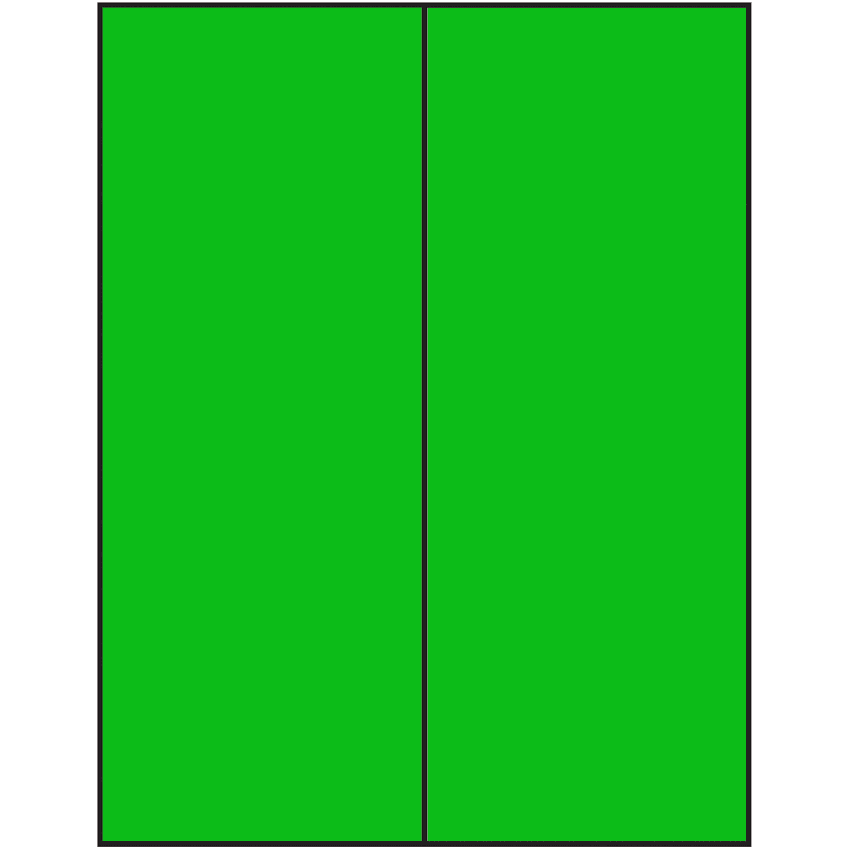 4.25" x 11" Fluorescent Green Rectangular Sheet Labels