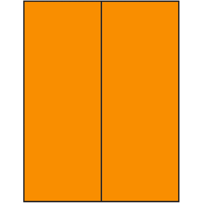 4.25" x 11" Fluorescent Orange Rectangular Sheet Labels