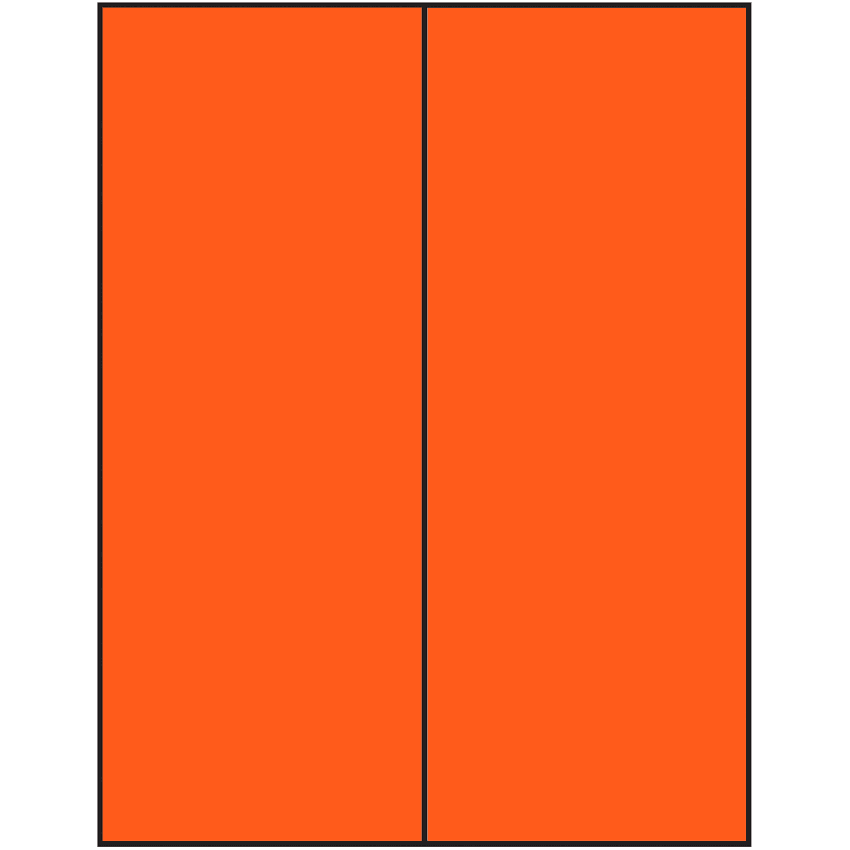 4.25" x 11" Fluorescent Red Rectangular Sheet Labels