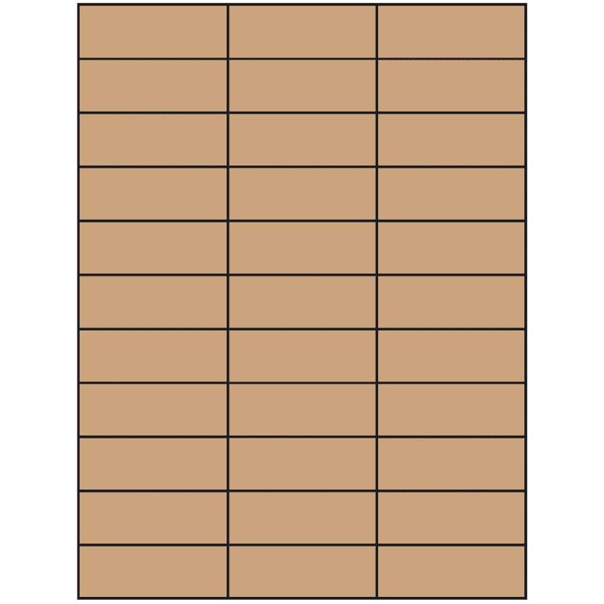 2.83" x 1" Brown Kraft Rectangular Sheet Labels