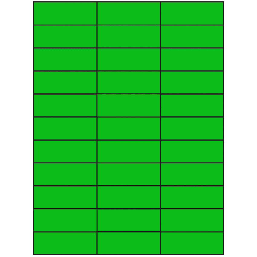 2.83" x 1" Fluorescent Green Rectangular Sheet Labels