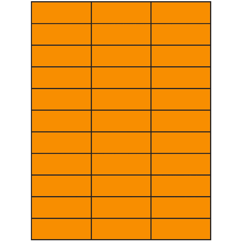 2.83" x 1" Fluorescent Orange Rectangular Sheet Labels