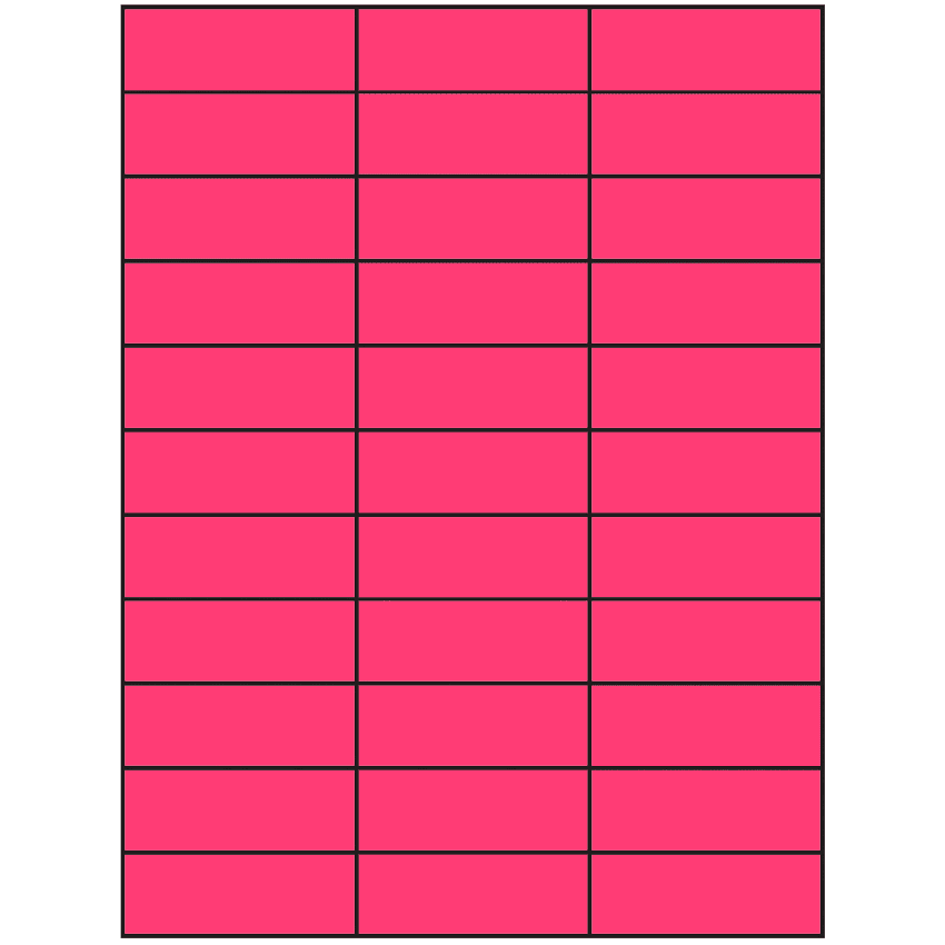 2.83" x 1" Fluorescent Pink Rectangular Sheet Labels