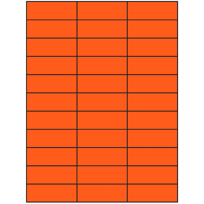 2.83" x 1" Fluorescent Red Rectangular Sheet Labels