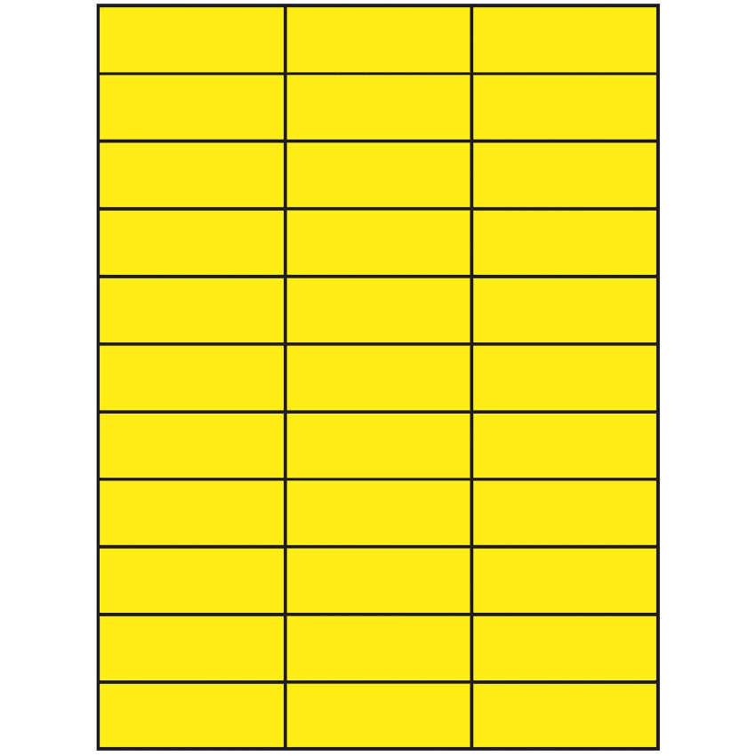 2.83" x 1" Fluorescent Yellow Rectangular Sheet Labels