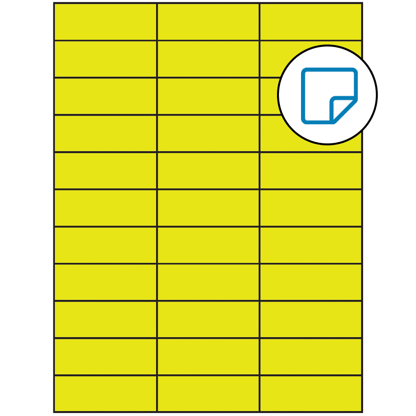 2.83" x 1" Fluorescent Yellow Rectangular Sheet Labels - Removable Adhesive