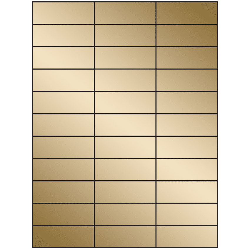 2.83" x 1" Gold Foil Rectangular Sheet Labels