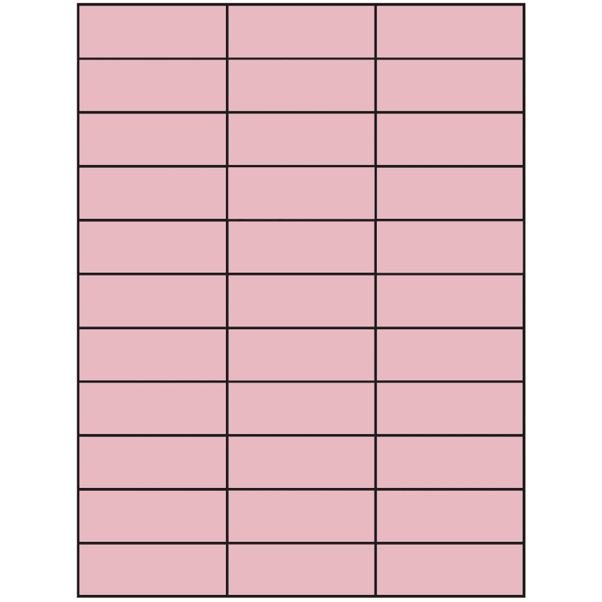 2.83" x 1" Pastel Pink Rectangular Sheet Labels