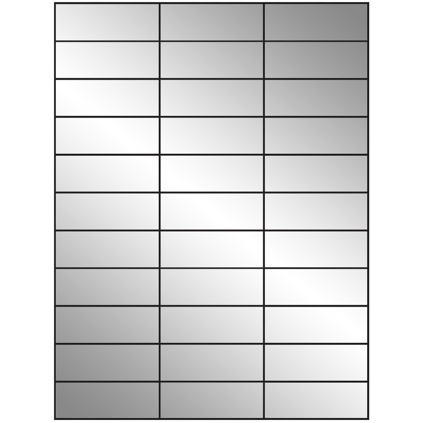 2.83" x 1" Silver Foil Rectangular Sheet Labels