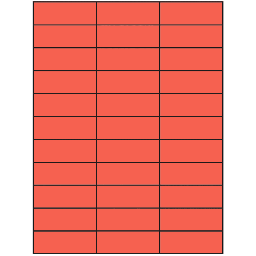 2.83" x 1" Red Rectangular Sheet Labels