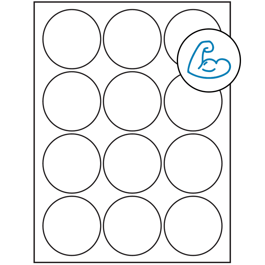 2.5" White Circular Sheet Labels - Ultra Aggressive Adhesive