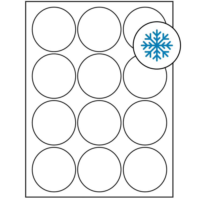 2.5" White Circular Sheet Labels - Freezer Grade Adhesive