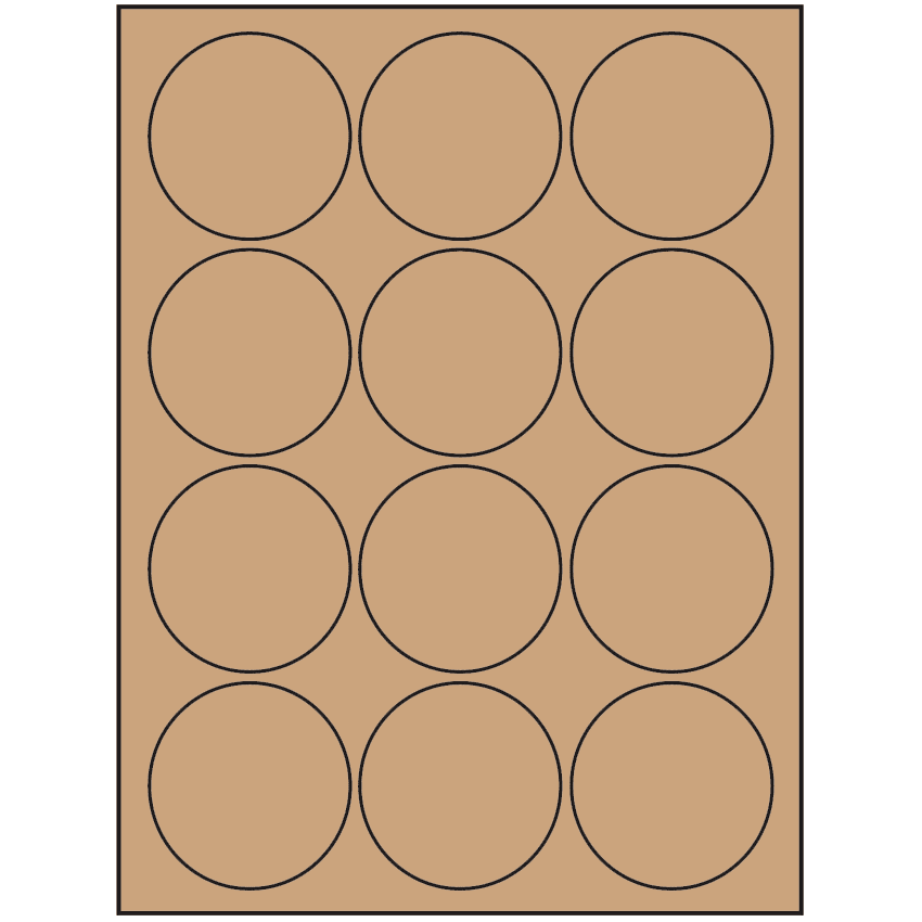 2.5" Brown Kraft Circular Sheet Labels