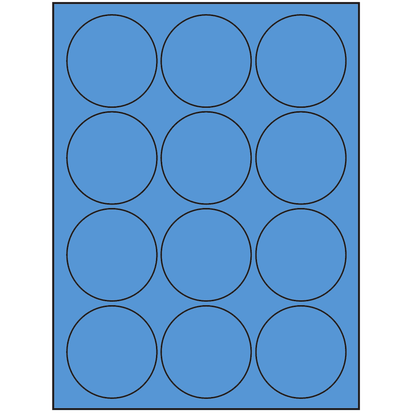 2.5" Fluorescent Blue Circular Sheet Labels