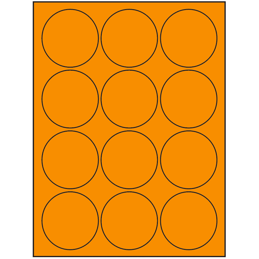 2.5" Fluorescent Orange Circular Sheet Labels