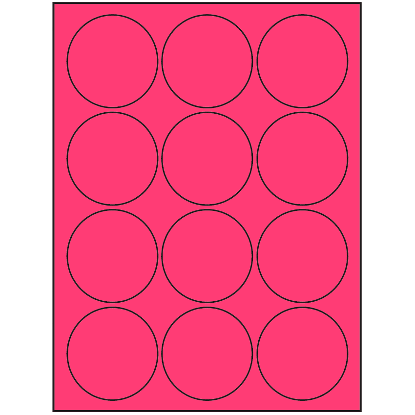 2.5" Fluorescent Pink Circular Sheet Labels