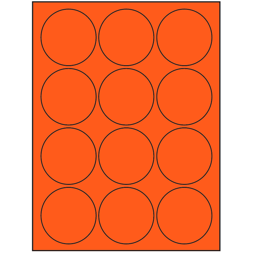 2.5" Fluorescent Red Circular Sheet Labels