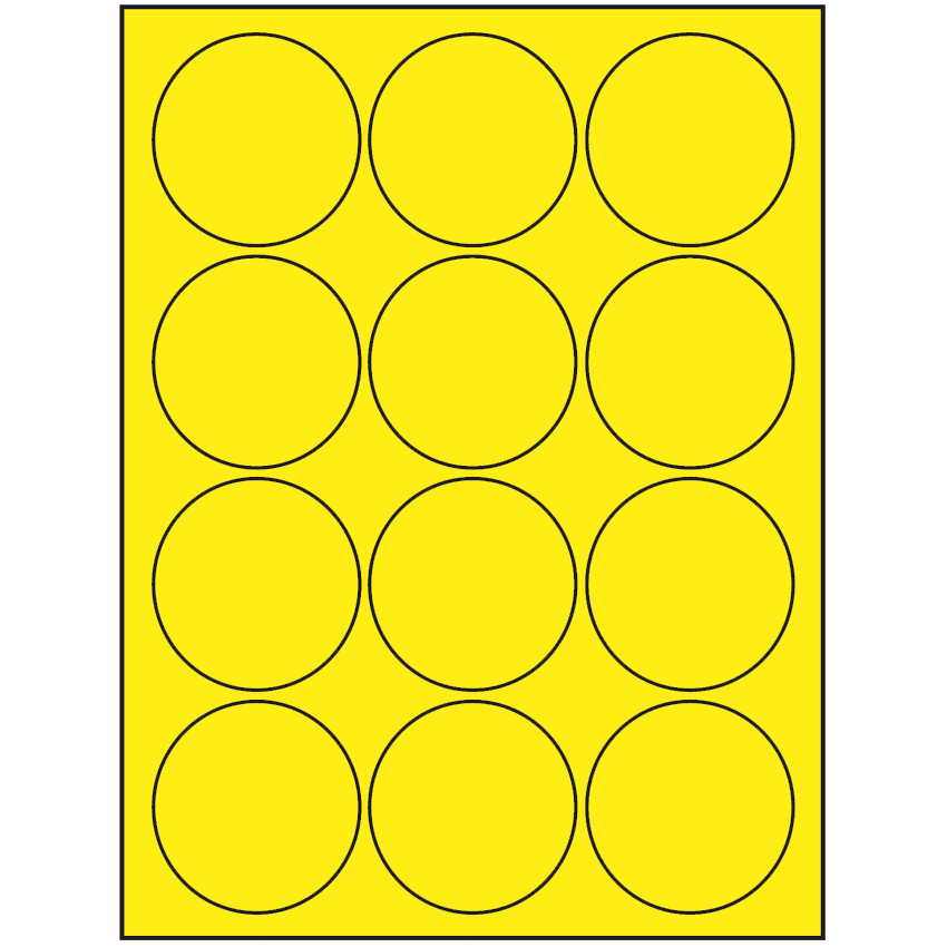 2.5" Fluorescent Yellow Circular Sheet Labels