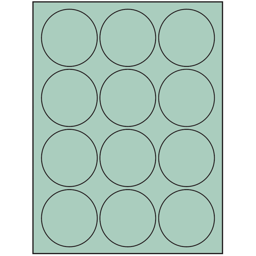 2.5" Pastel Green Circular Sheet Labels