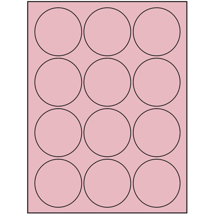 2.5" Pastel Pink Circular Sheet Labels