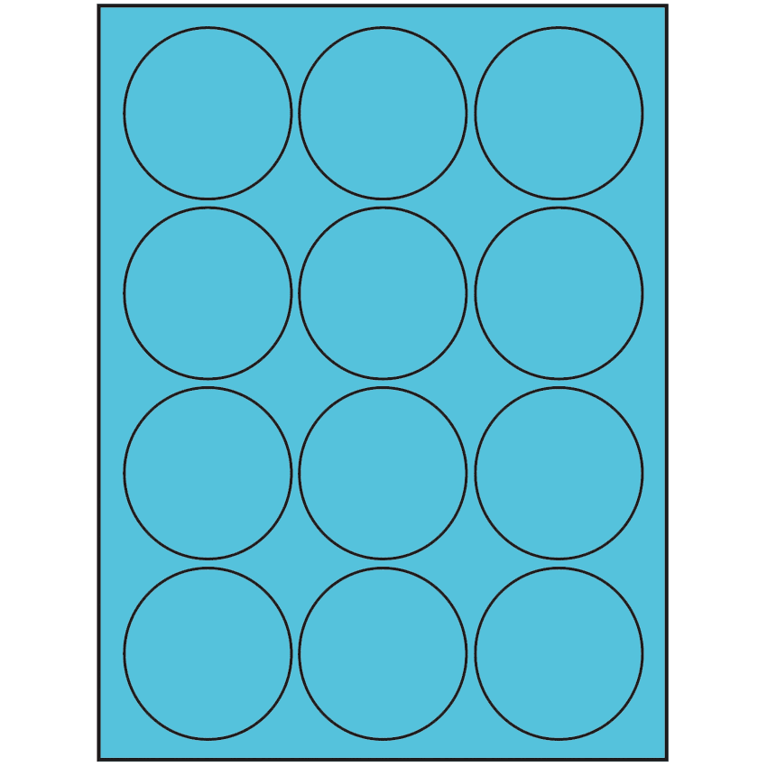 2.5" Turquoise Circular Sheet Labels
