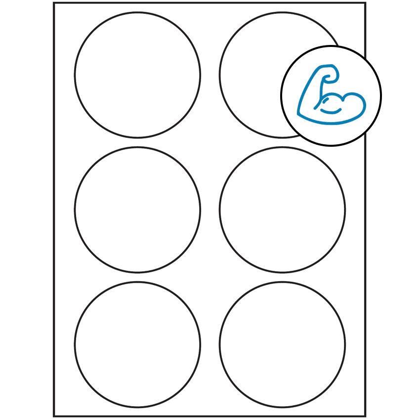 3.33" White Circular Sheet Labels - Ultra Aggressive Adhesive