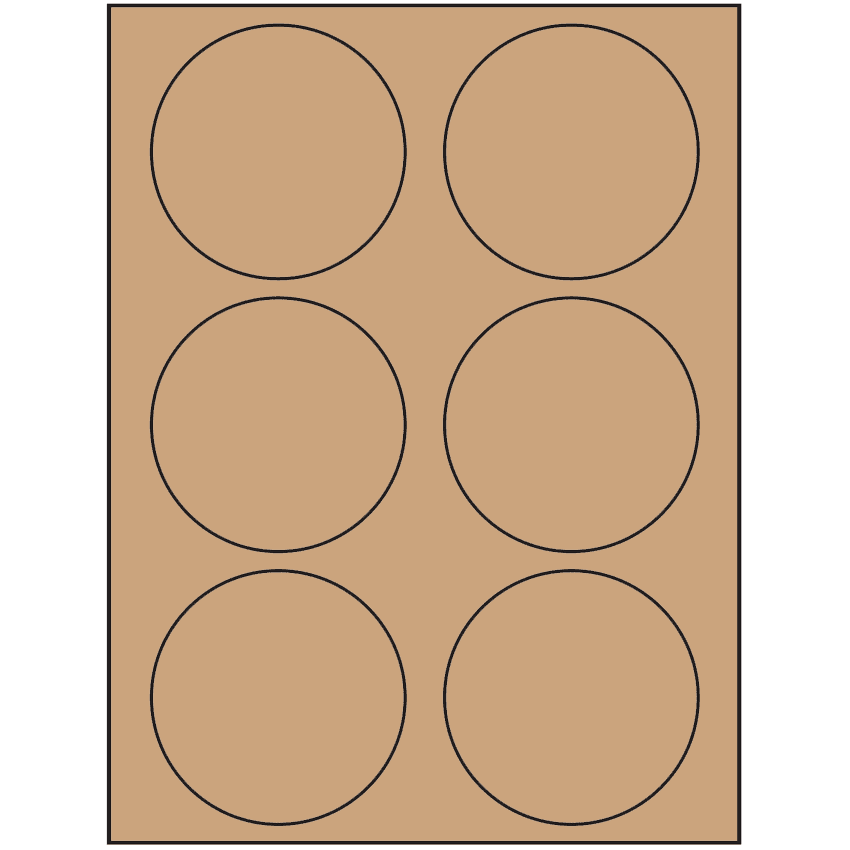 3.33" Brown Kraft Circular Sheet Labels