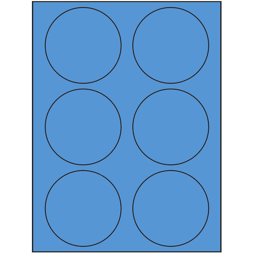 3.33" Fluorescent Blue Circular Sheet Labels