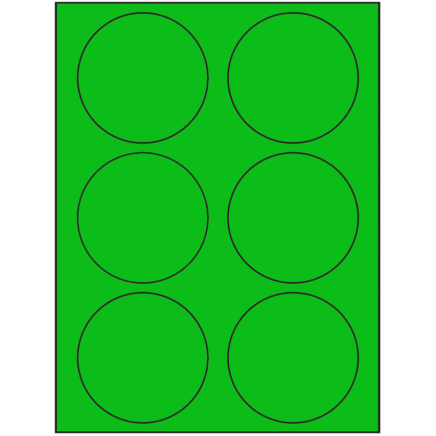 3.33" Fluorescent Green Circular Sheet Labels