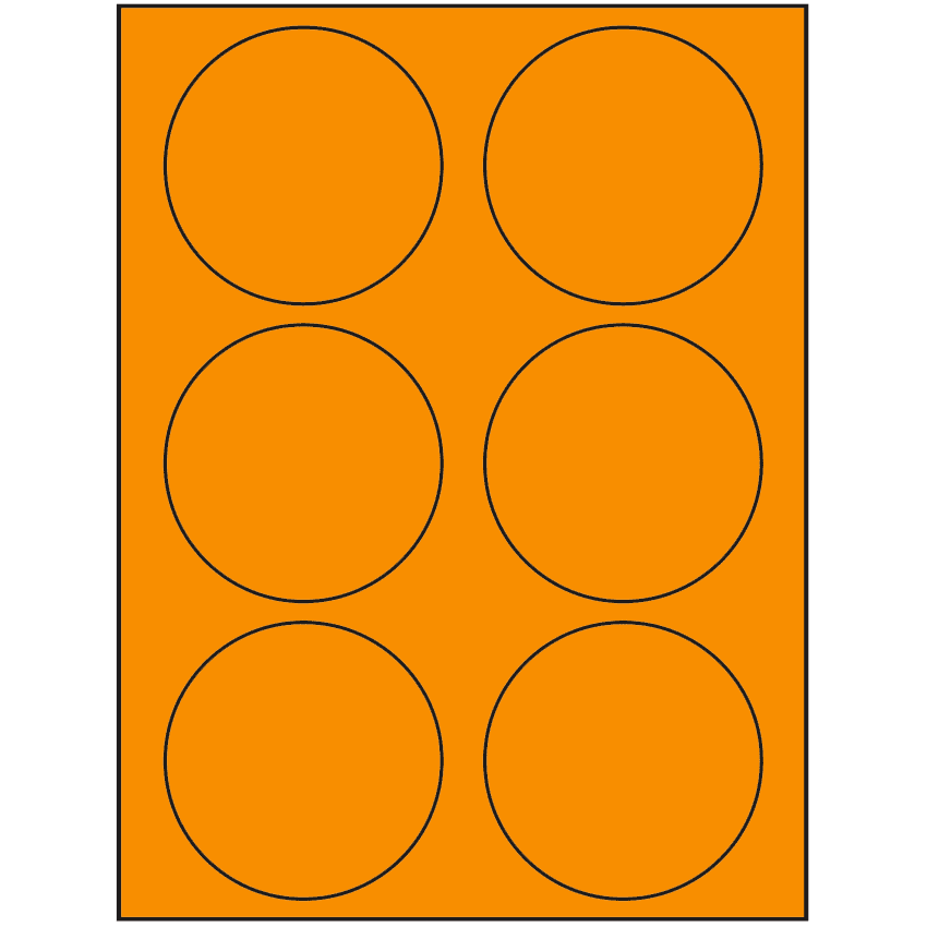 3.33" Fluorescent Orange Circular Sheet Labels