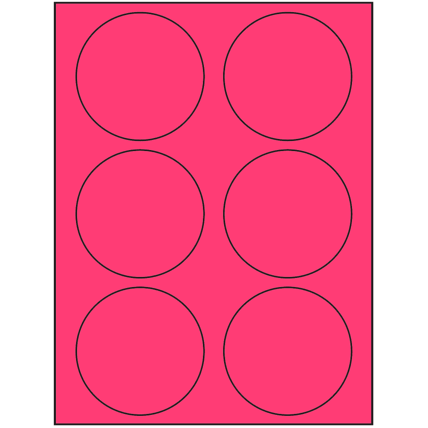 3.33" Fluorescent Pink Circular Sheet Labels