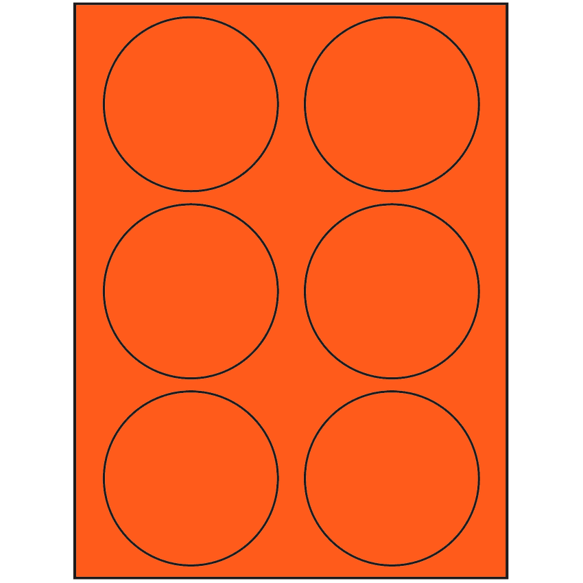 3.33" Fluorescent Red Circular Sheet Labels