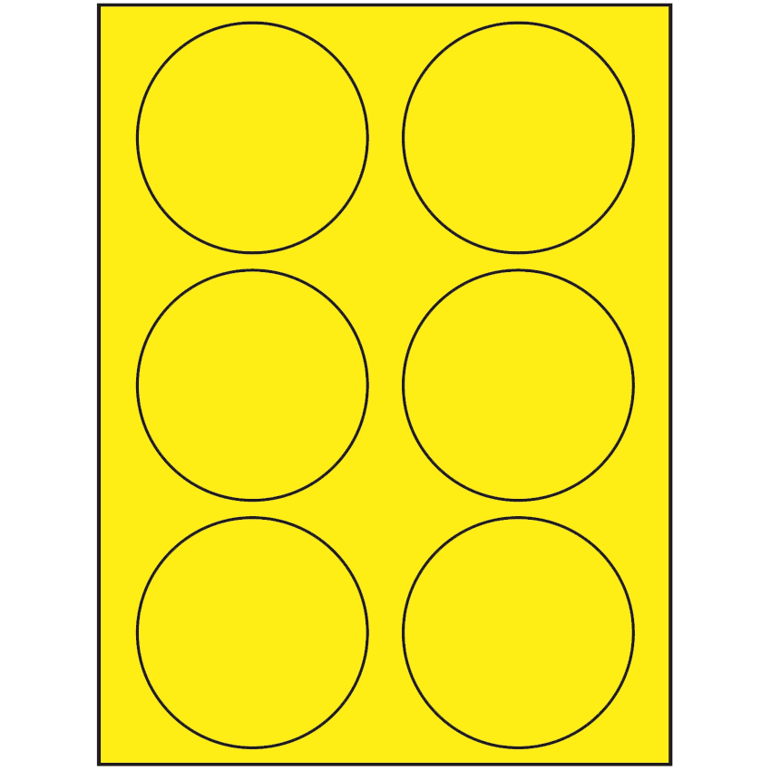 3.33" Fluorescent Yellow Circular Sheet Labels