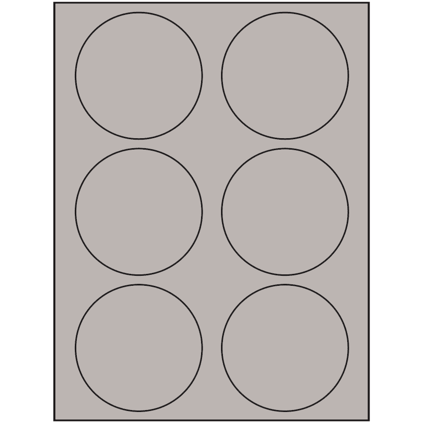 3.33" Gray Circular Sheet Labels