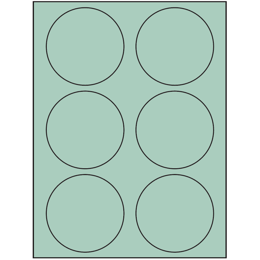 3.33" Pastel Green Circular Sheet Labels