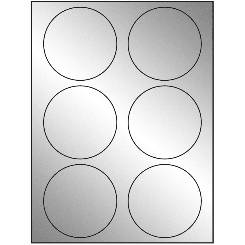3.33" Silver Foil Circular Sheet Labels