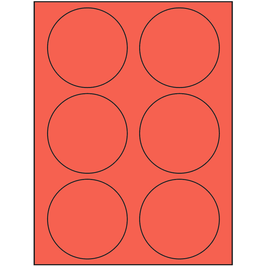 3.33" Red Circular Sheet Labels