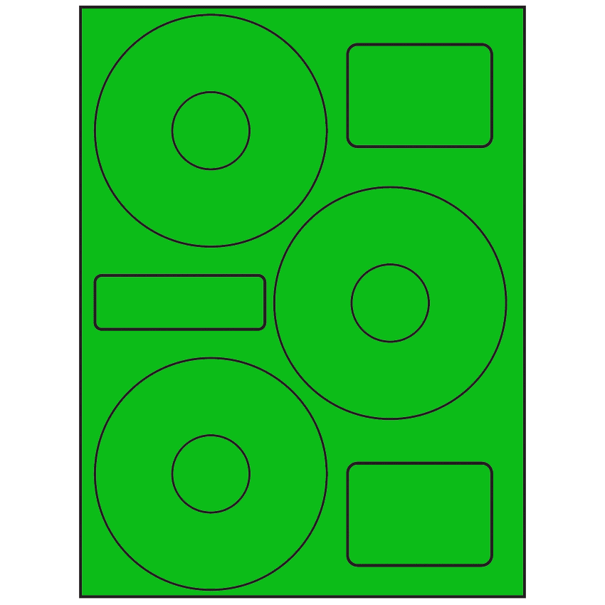 4.52" x 4.52" Fluorescent Green Sheet Labels