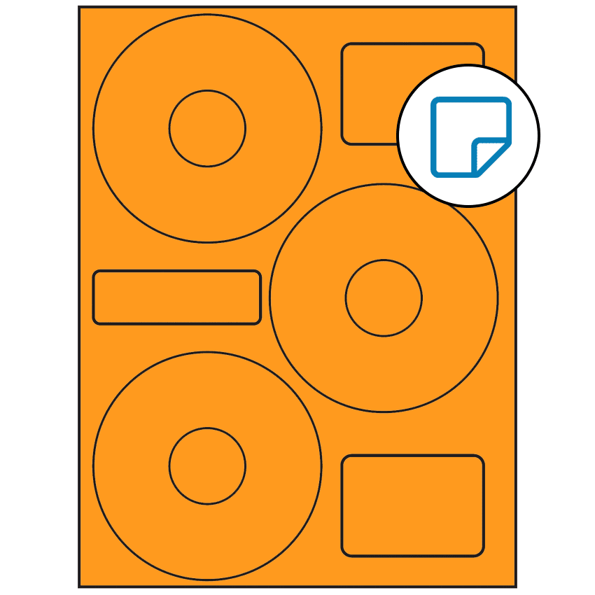 4.52" x 4.52" Fluorescent Orange Sheet Labels - Removable Adhesive