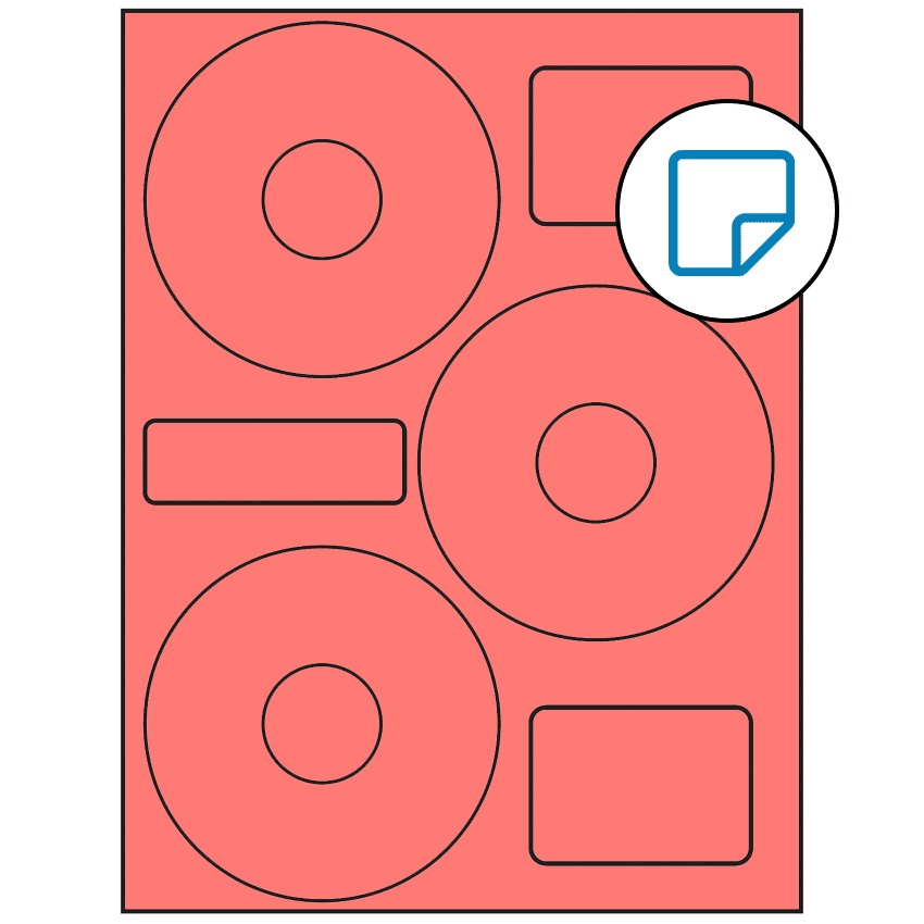 4.52" x 4.52" Fluorescent Red Sheet Labels - Removable Adhesive