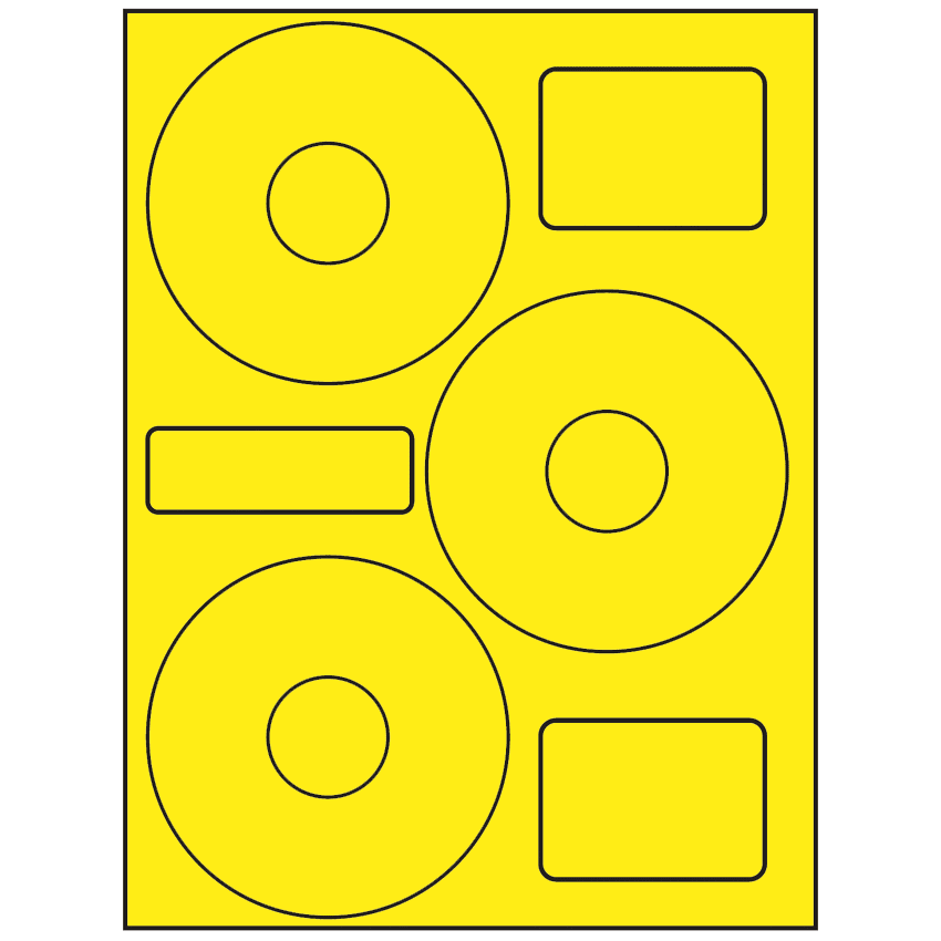 4.52" x 4.52" Fluorescent Yellow Sheet Labels