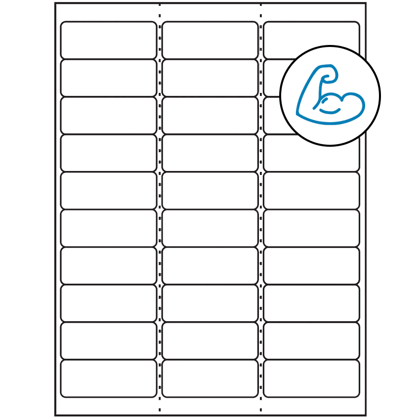 2.625" x 1" White Rectangular Sheet Labels - Ultra Aggressive Adhesive